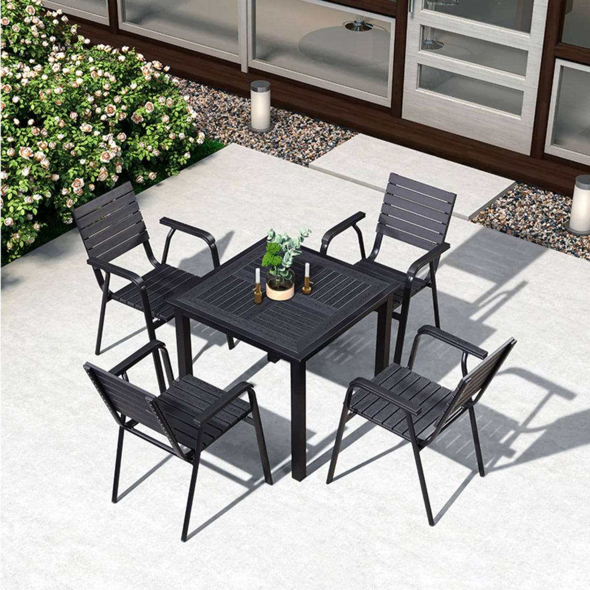 Durable Black WPC Table with Sleek Modern Design for Outdoor and Indoor Use zy-034