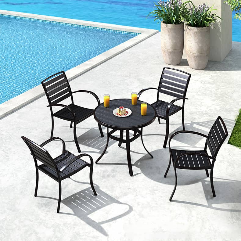 Durable Black WPC Table with Sleek Modern Design for Outdoor and Indoor Use zy-034