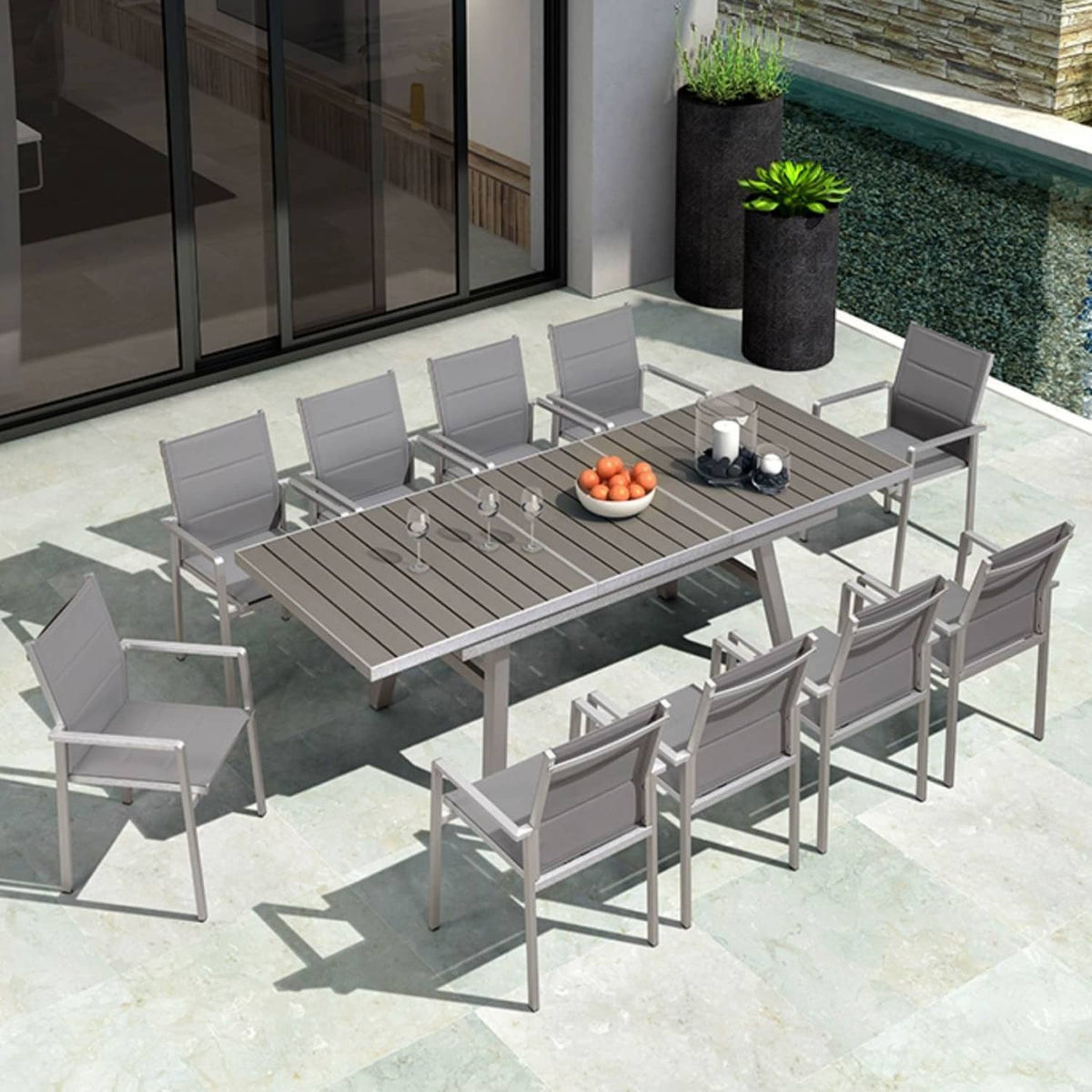 Shop Durable Gray WPC Aluminum Alloy Table – Perfect for Modern Outdoor Spaces zy-036