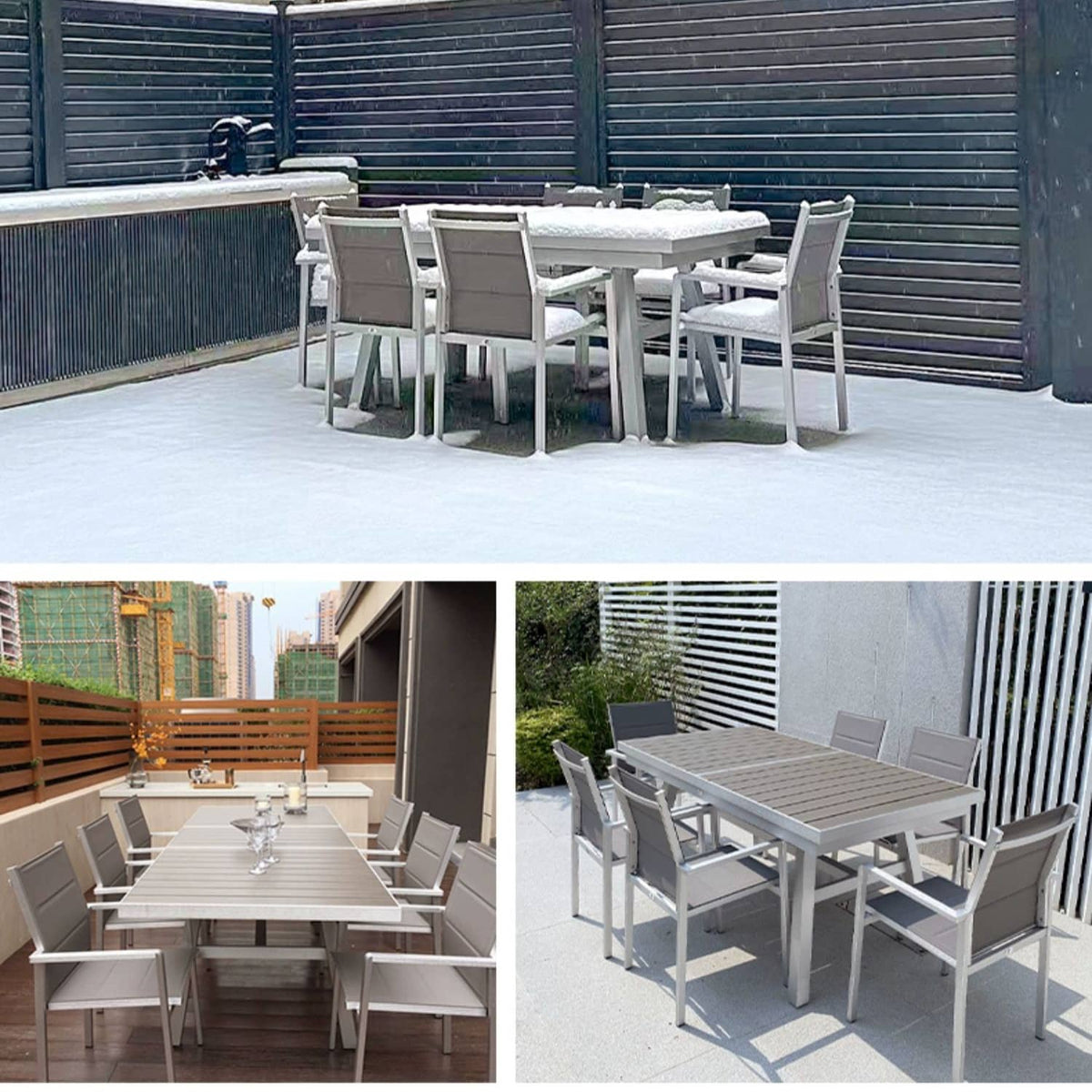 Shop Durable Gray WPC Aluminum Alloy Table – Perfect for Modern Outdoor Spaces zy-036