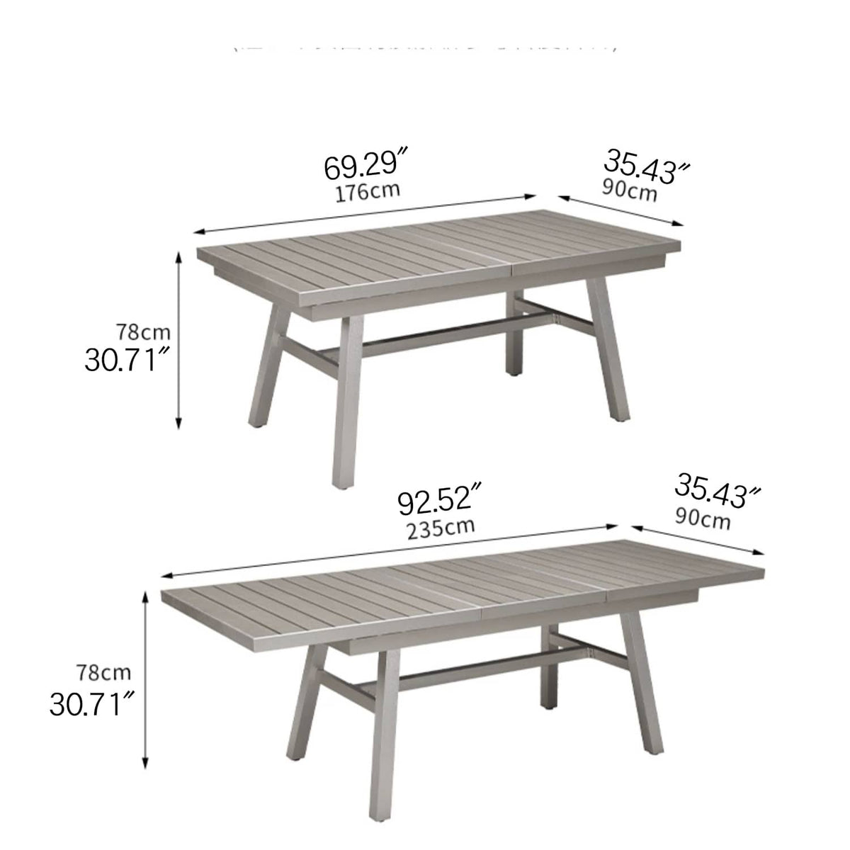 Shop Durable Gray WPC Aluminum Alloy Table – Perfect for Modern Outdoor Spaces zy-036