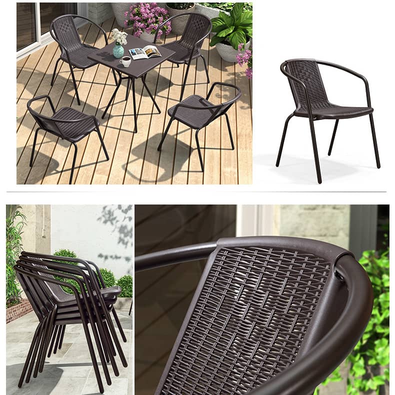 Sleek Modern Chair: Brown Black PVC with Galvanized Steel Frame and PE Rattan Detailing zy-149