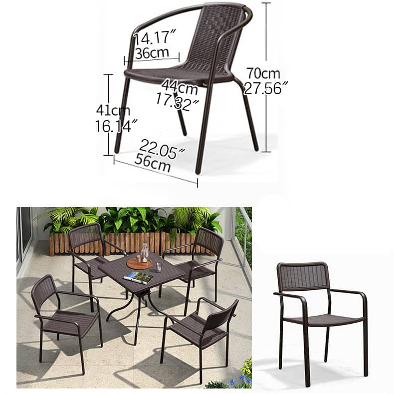 Sleek Modern Chair: Brown Black PVC with Galvanized Steel Frame and PE Rattan Detailing zy-149