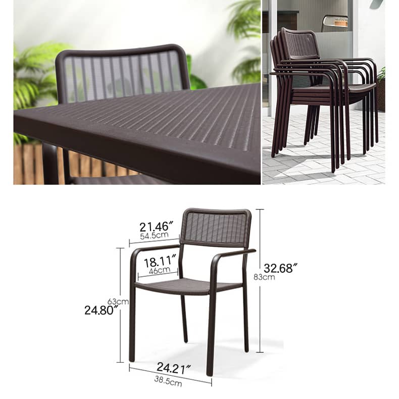 Sleek Modern Chair: Brown Black PVC with Galvanized Steel Frame and PE Rattan Detailing zy-149