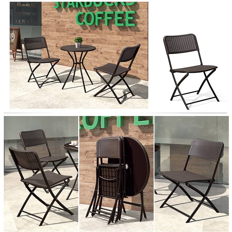 Sleek Modern Chair: Brown Black PVC with Galvanized Steel Frame and PE Rattan Detailing zy-149