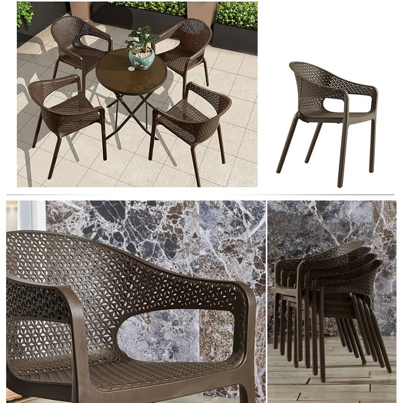 Sleek Modern Chair: Brown Black PVC with Galvanized Steel Frame and PE Rattan Detailing zy-149