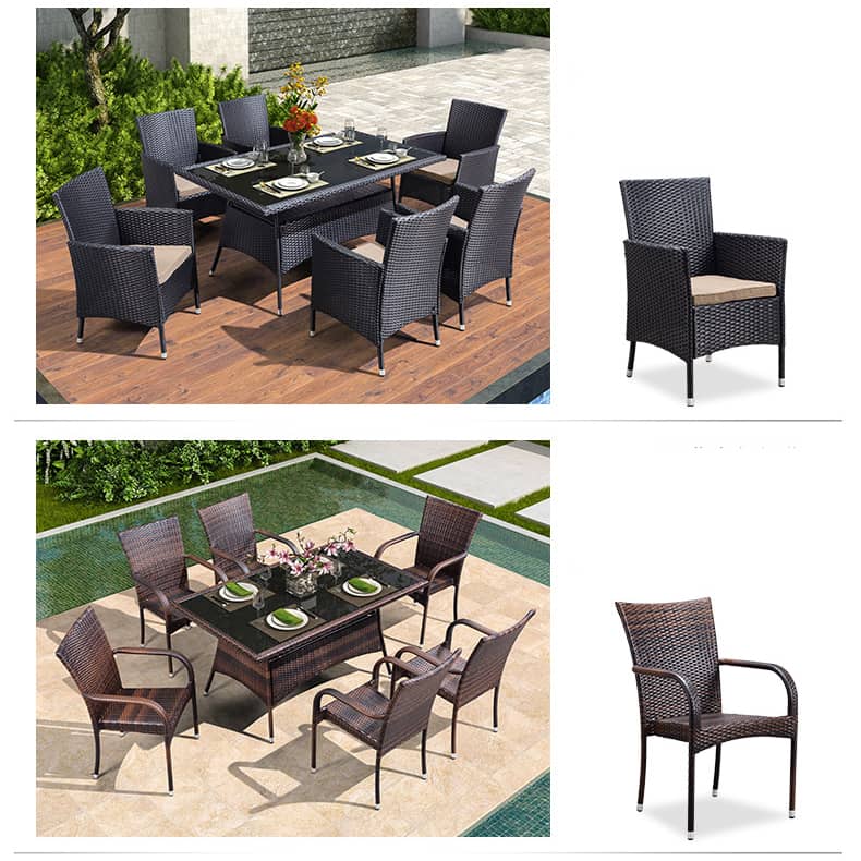 Sleek Modern Chair: Brown Black PVC with Galvanized Steel Frame and PE Rattan Detailing zy-149