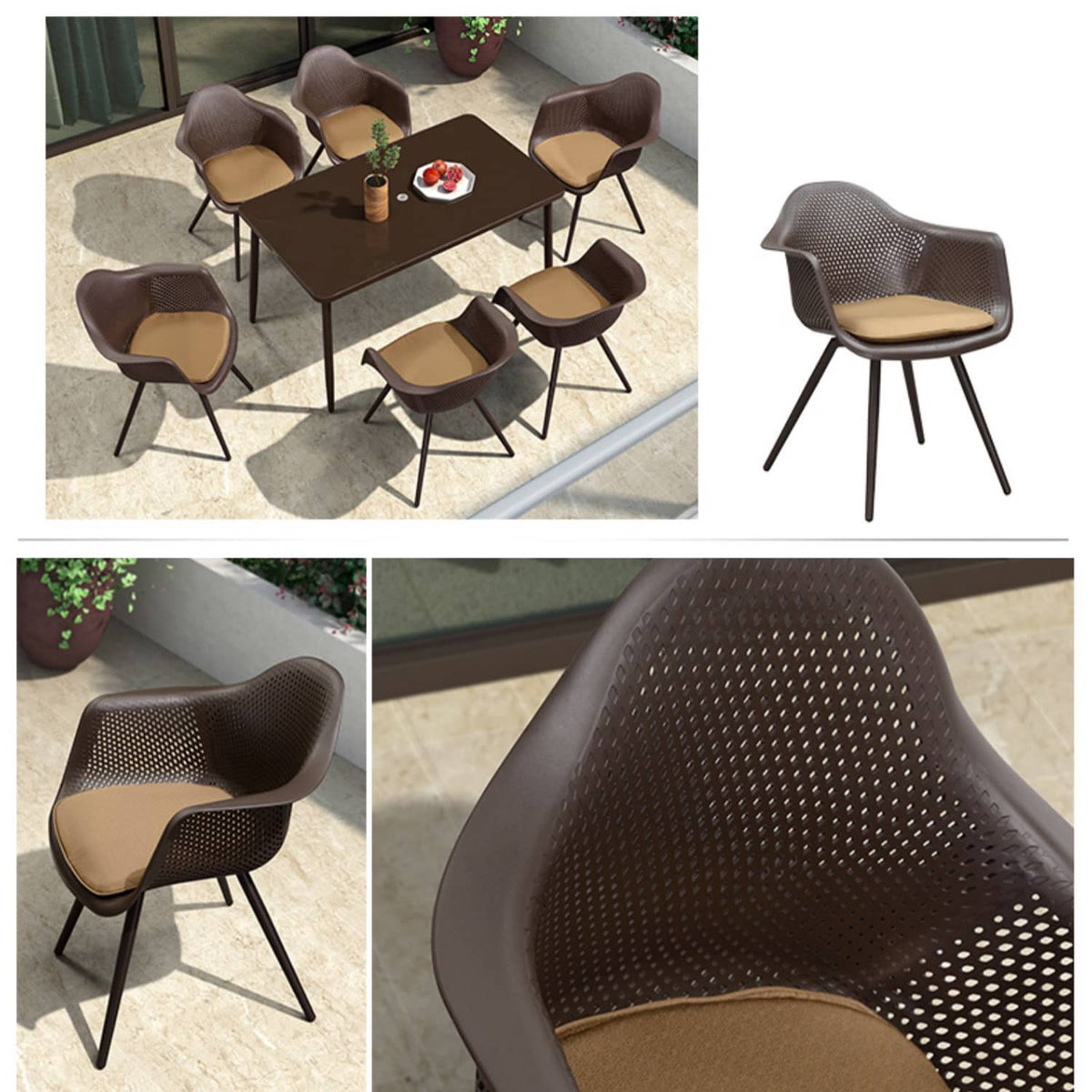 Sleek Modern Chair: Brown Black PVC with Galvanized Steel Frame and PE Rattan Detailing zy-149