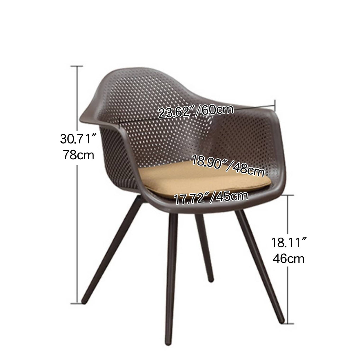 Sleek Modern Chair: Brown Black PVC with Galvanized Steel Frame and PE Rattan Detailing zy-149