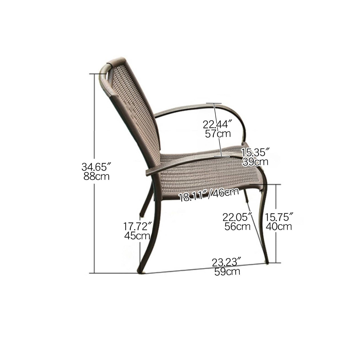 Sleek Modern Chair: Brown Black PVC with Galvanized Steel Frame and PE Rattan Detailing zy-149