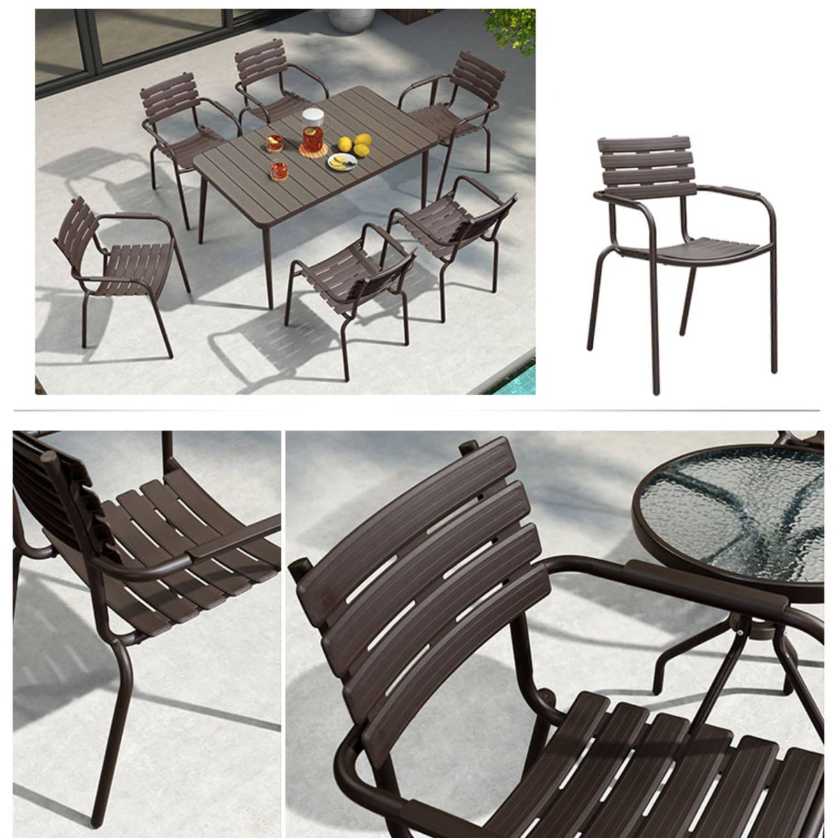 Sleek Modern Chair: Brown Black PVC with Galvanized Steel Frame and PE Rattan Detailing zy-149