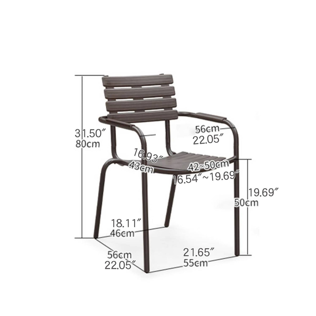 Sleek Modern Chair: Brown Black PVC with Galvanized Steel Frame and PE Rattan Detailing zy-149