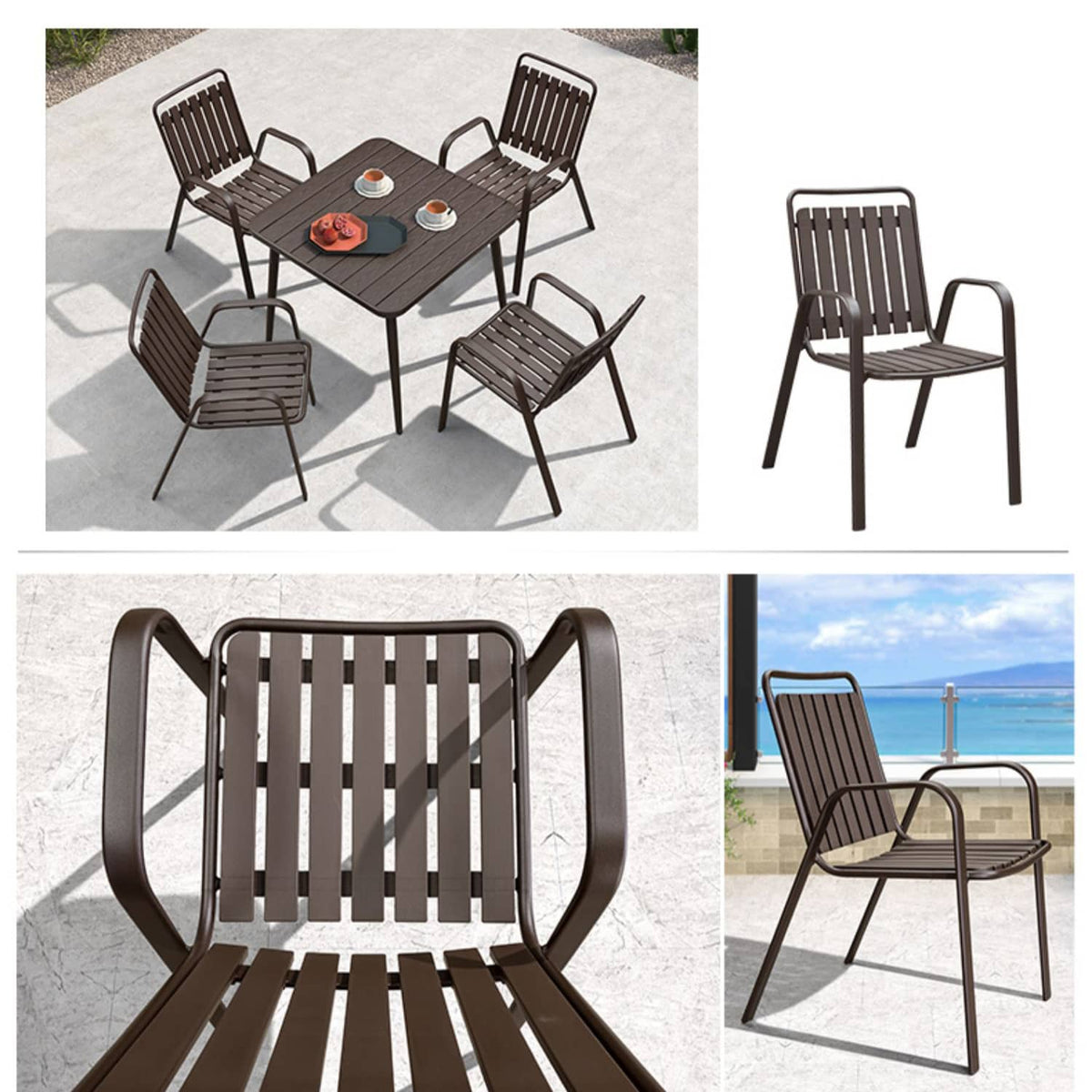 Sleek Modern Chair: Brown Black PVC with Galvanized Steel Frame and PE Rattan Detailing zy-149