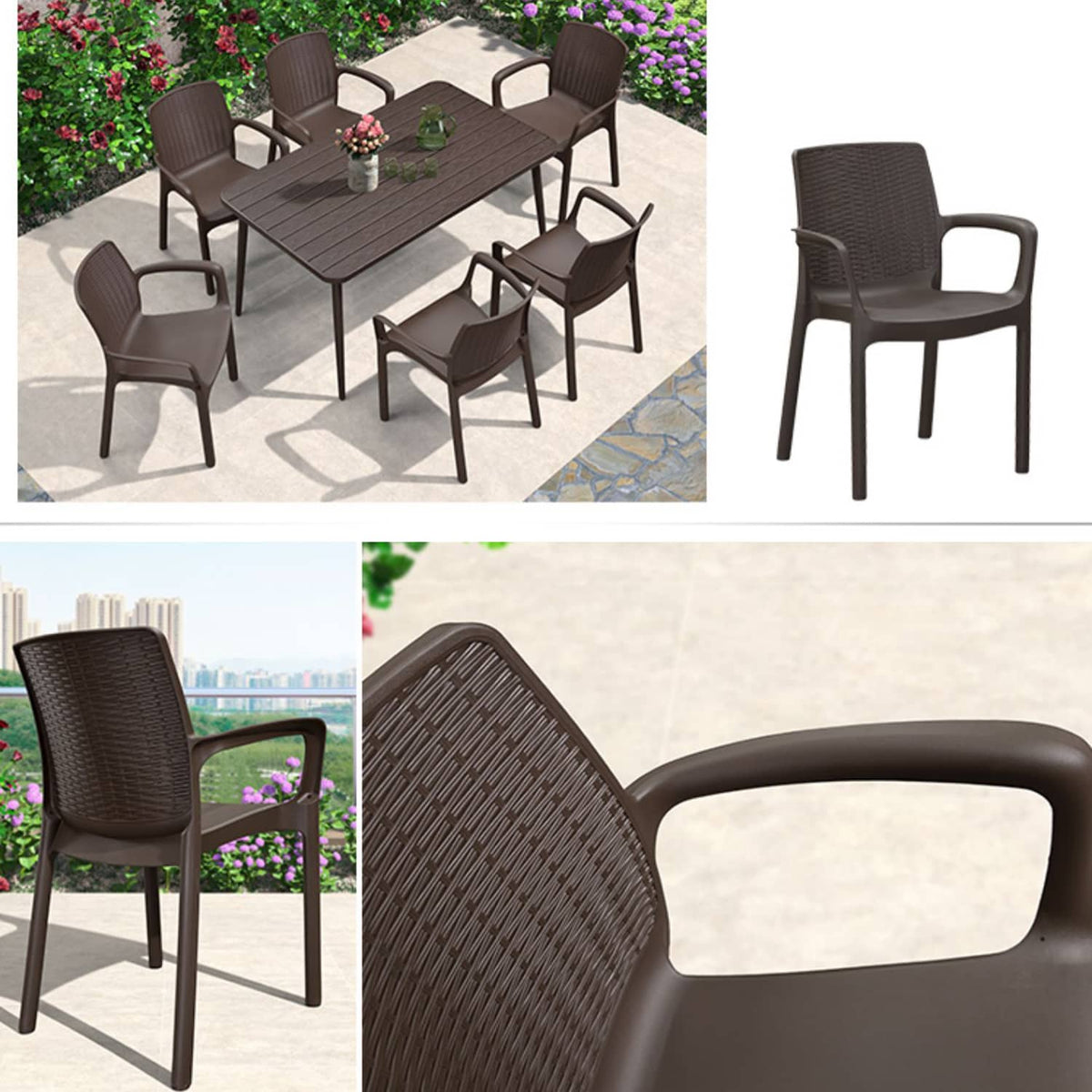 Sleek Modern Chair: Brown Black PVC with Galvanized Steel Frame and PE Rattan Detailing zy-149