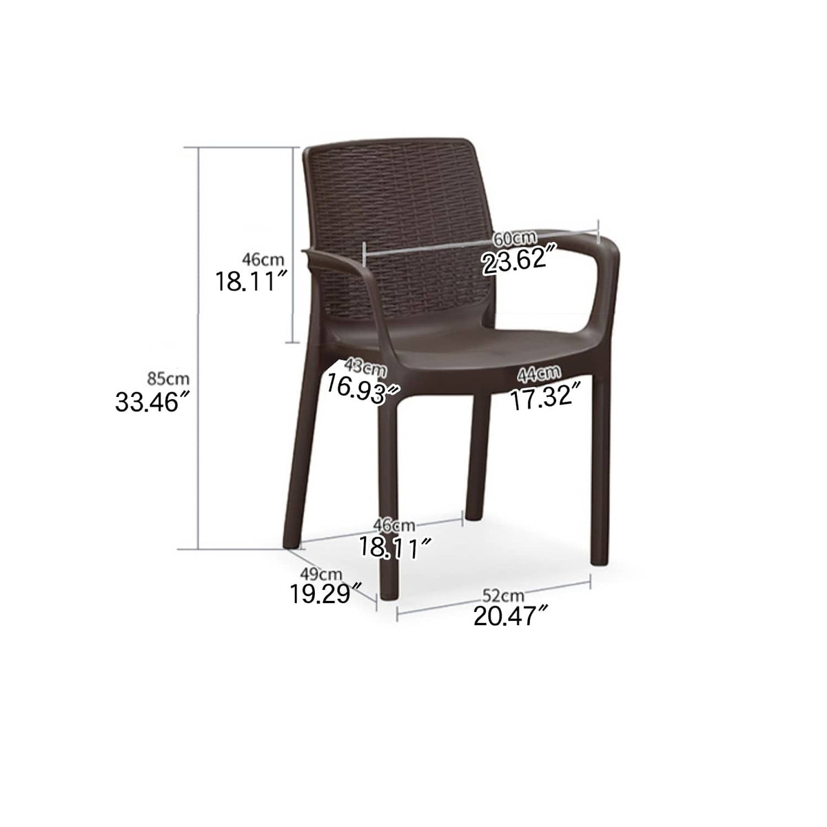 Sleek Modern Chair: Brown Black PVC with Galvanized Steel Frame and PE Rattan Detailing zy-149