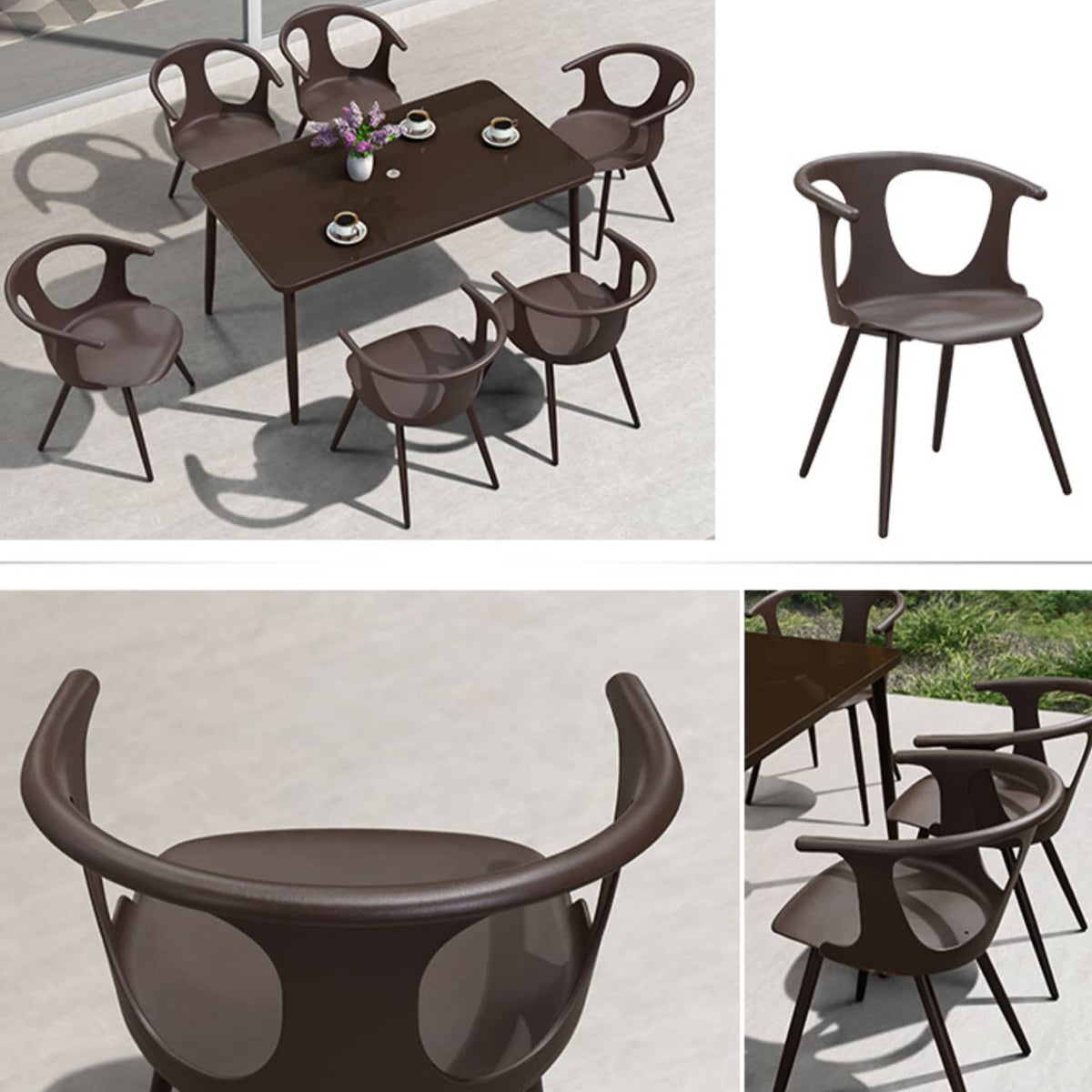 Sleek Modern Chair: Brown Black PVC with Galvanized Steel Frame and PE Rattan Detailing zy-149