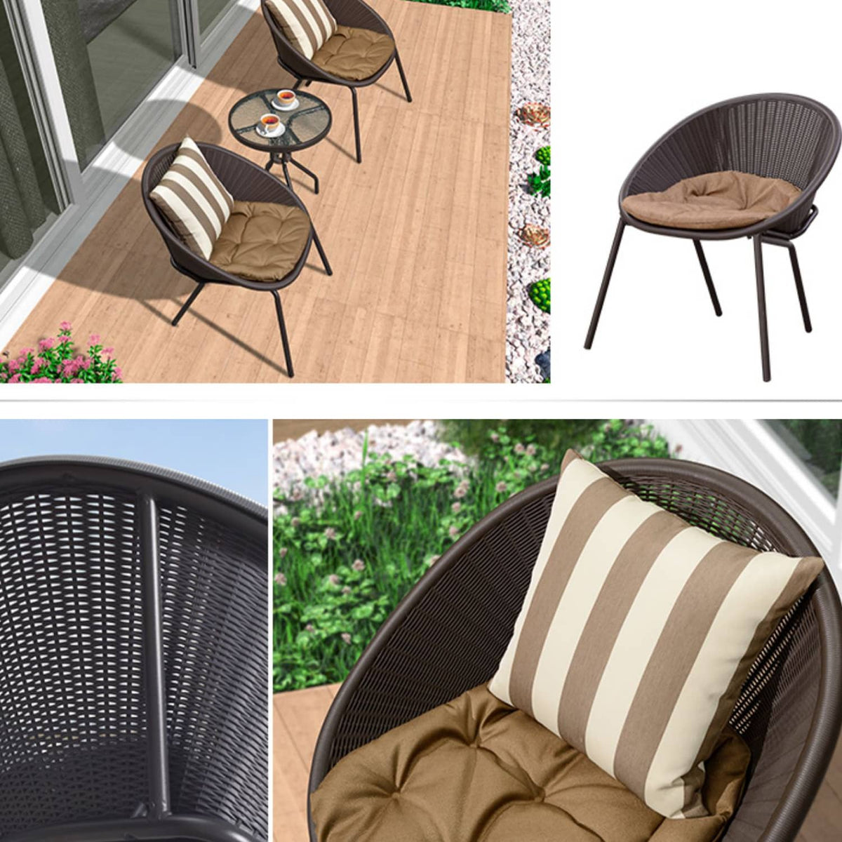 Sleek Modern Chair: Brown Black PVC with Galvanized Steel Frame and PE Rattan Detailing zy-149