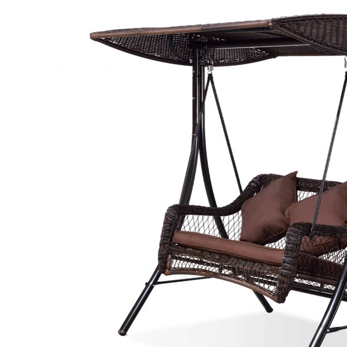 Stylish Outdoor Swing Chair in Brown PE Rattan with Sturdy Galvanized Steel Frame zy-154