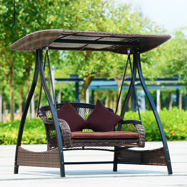 Stylish Outdoor Swing Chair in Brown PE Rattan with Sturdy Galvanized Steel Frame zy-154