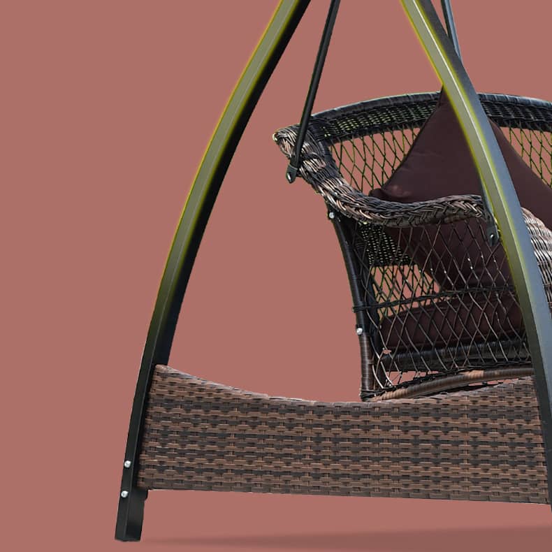 Stylish Outdoor Swing Chair in Brown PE Rattan with Sturdy Galvanized Steel Frame zy-154