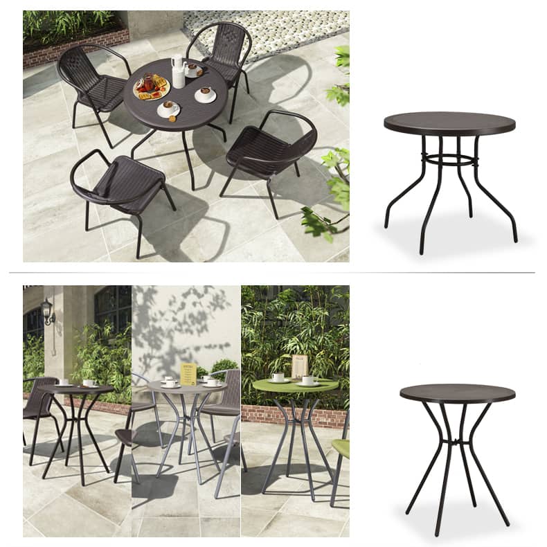 Stylish Modern Table with Black Glass Top and Durable Brown Steel Frame zy-268