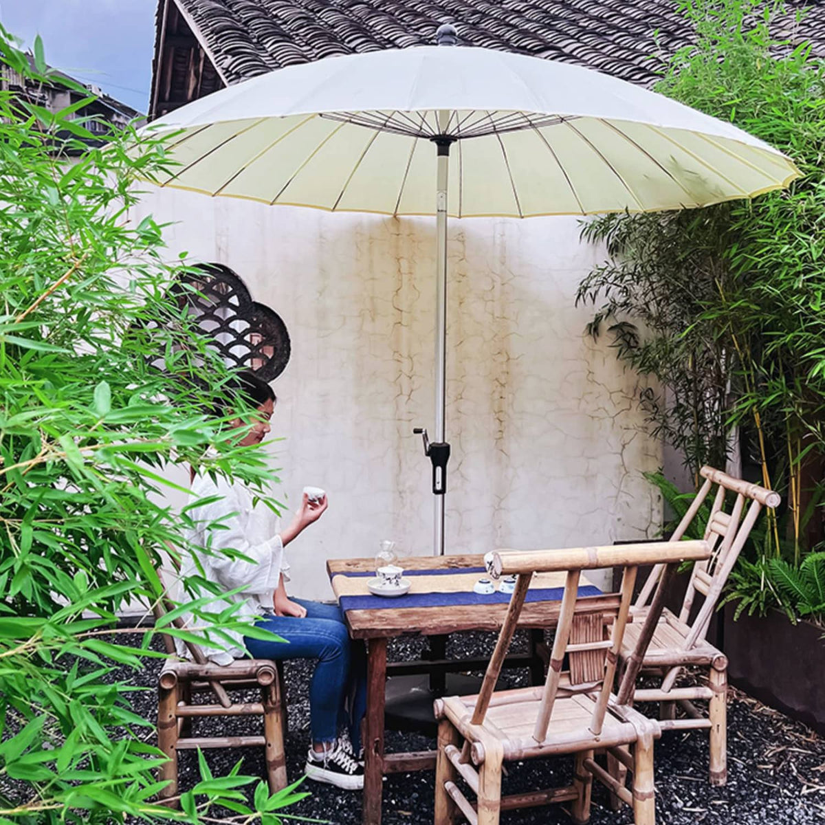 Premium Outdoor Sunshade - Khaki, Wine Red & White - Durable Aluminum Alloy Frame with Color-Woven Fabric zy-52