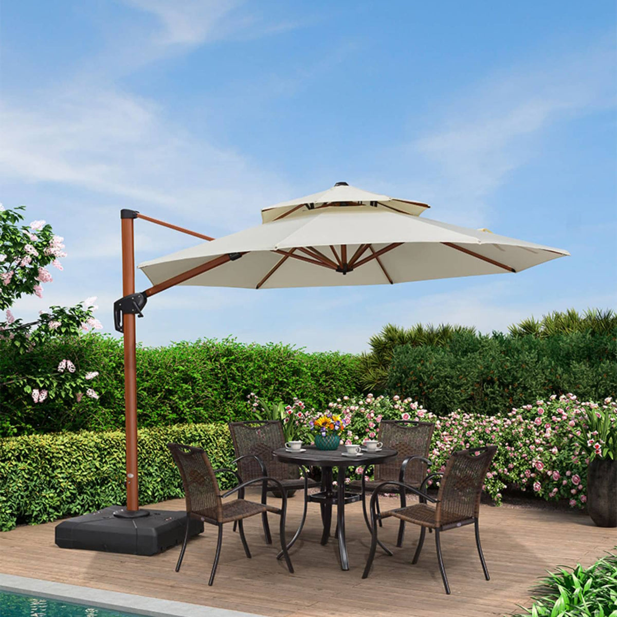 Stylish Aluminum Alloy Sunshade with Durable Woven Fabric for Ultimate UV Protection zy-55