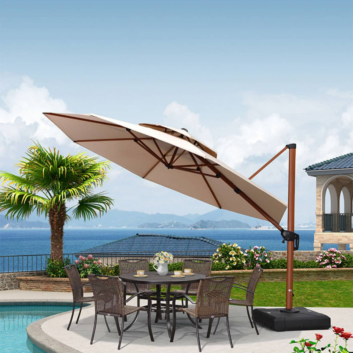 Stylish Aluminum Alloy Sunshade with Durable Woven Fabric for Ultimate UV Protection zy-55